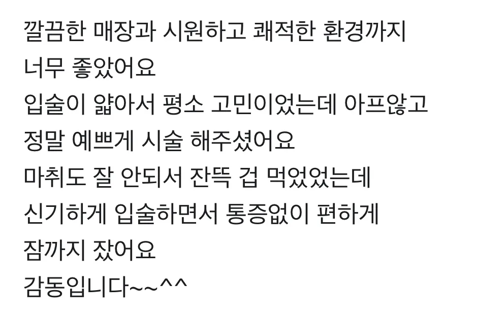 입술반영구 시술 후기 — 고객 메시지 캡처